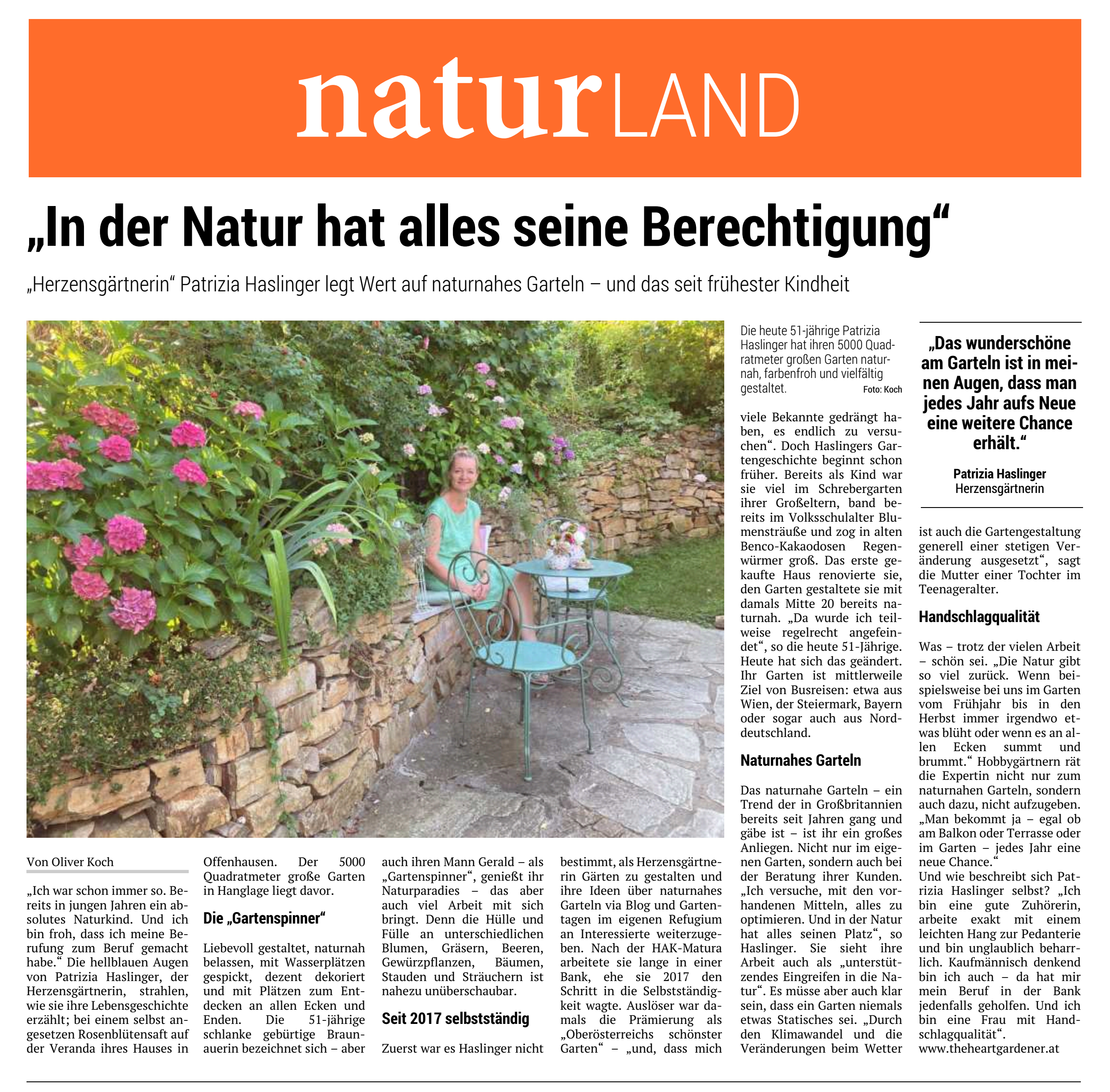 Reportage in Naturland - Patrizia Haslinger - Die Herzensgärtnerin