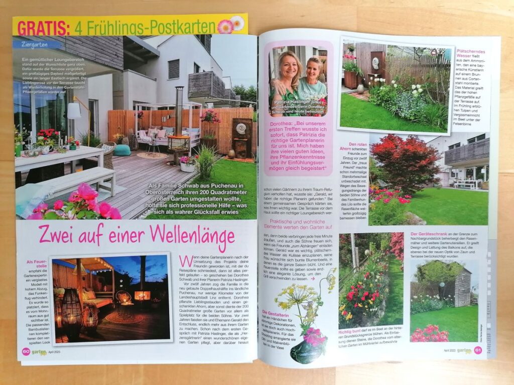 Gartenspaß - Zeitschrift - Reportage - Die Herzensgärtnerin - Vorstellung Kundenprojekt - Gartenplanung - Patrizia Haslinger - Fernplanung - vom Plan zum Traumgarten