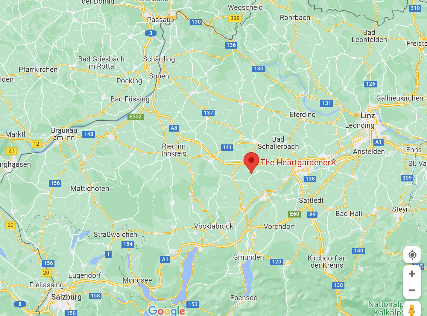 Ausschnitt Google Maps - Standort Schaugarten Patrizia Haslinger - Die Herzensgärtnerin - TheHeartgardener - Gartenführungen
