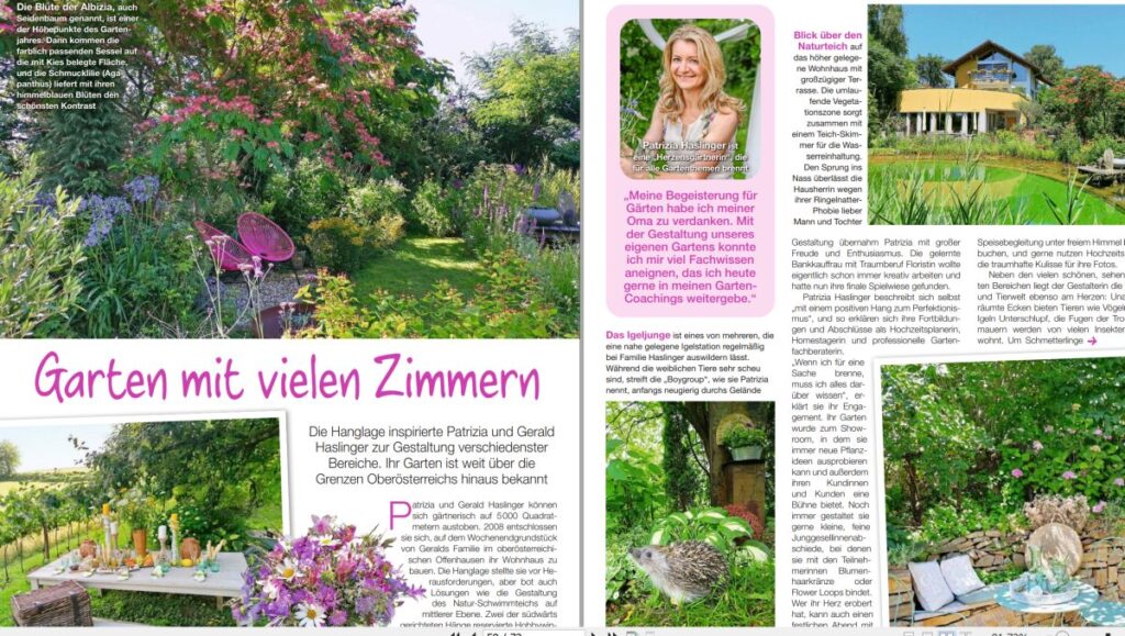 Ausschnitt für Ankündigung in Website 12.6.24 Ausschnitt aus Reportage in Zeitschrift Gartenspaß Juli 24 Ausgabe-Die Herzensgärtnerin-Patrizia Haslinger-Presseartikel-TheHeartgardener