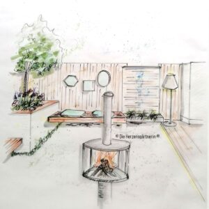 Beispiel Gartenplanung handgezeichnet von Patrizia Haslinger Die Herzensgärtnerin | The Heartgardener | Gartenplanerin