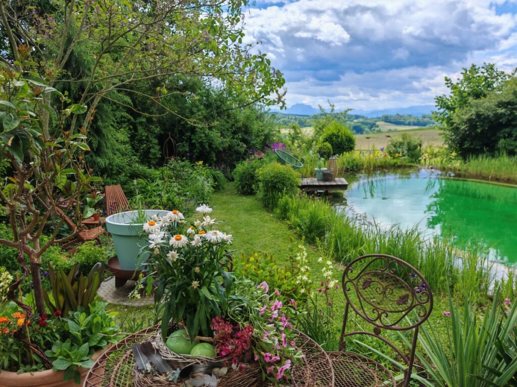 Naturteich | Bergblick | Schaugarten Die Herzensgärtnerin | offener Garten | Gartenbesichtigungen