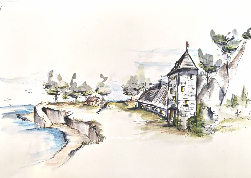 Aquarelllzeichnung Patrizia Haslinger| Gartendesign | handgezeichnete Skizzen | Die Herzensgärnterin | Gartenplanung | Naturgartengestalterin