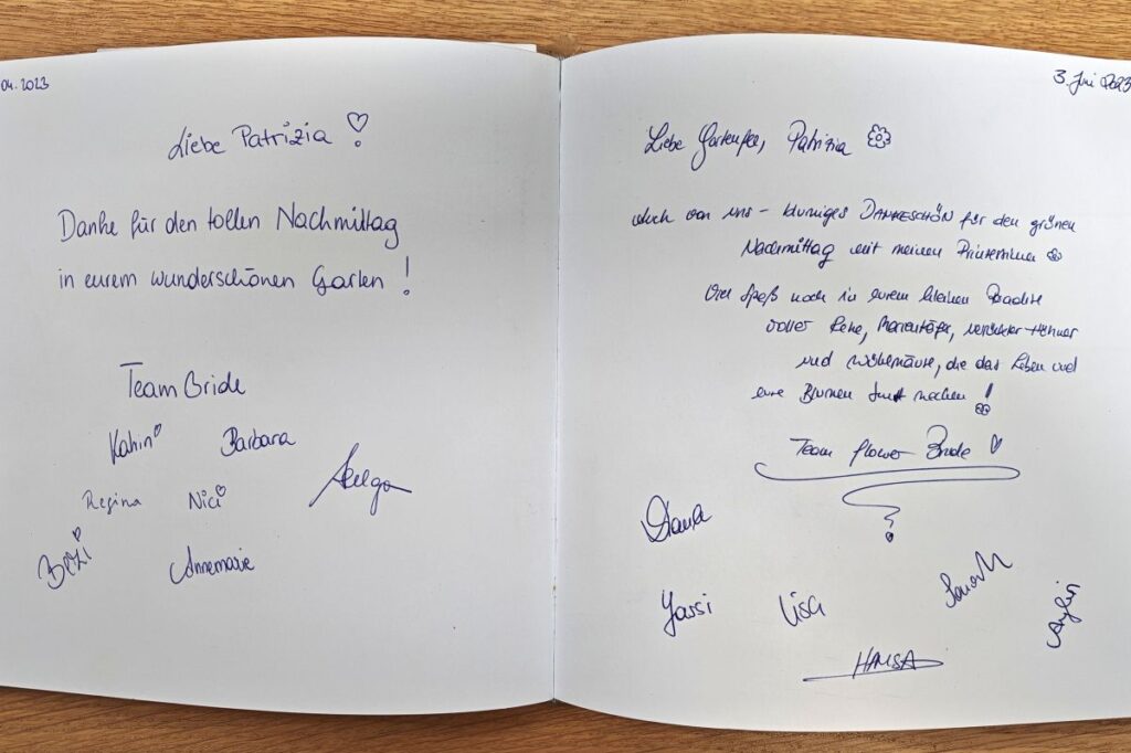 Auszug aus Gästebuch Die Herzensgärtnerin